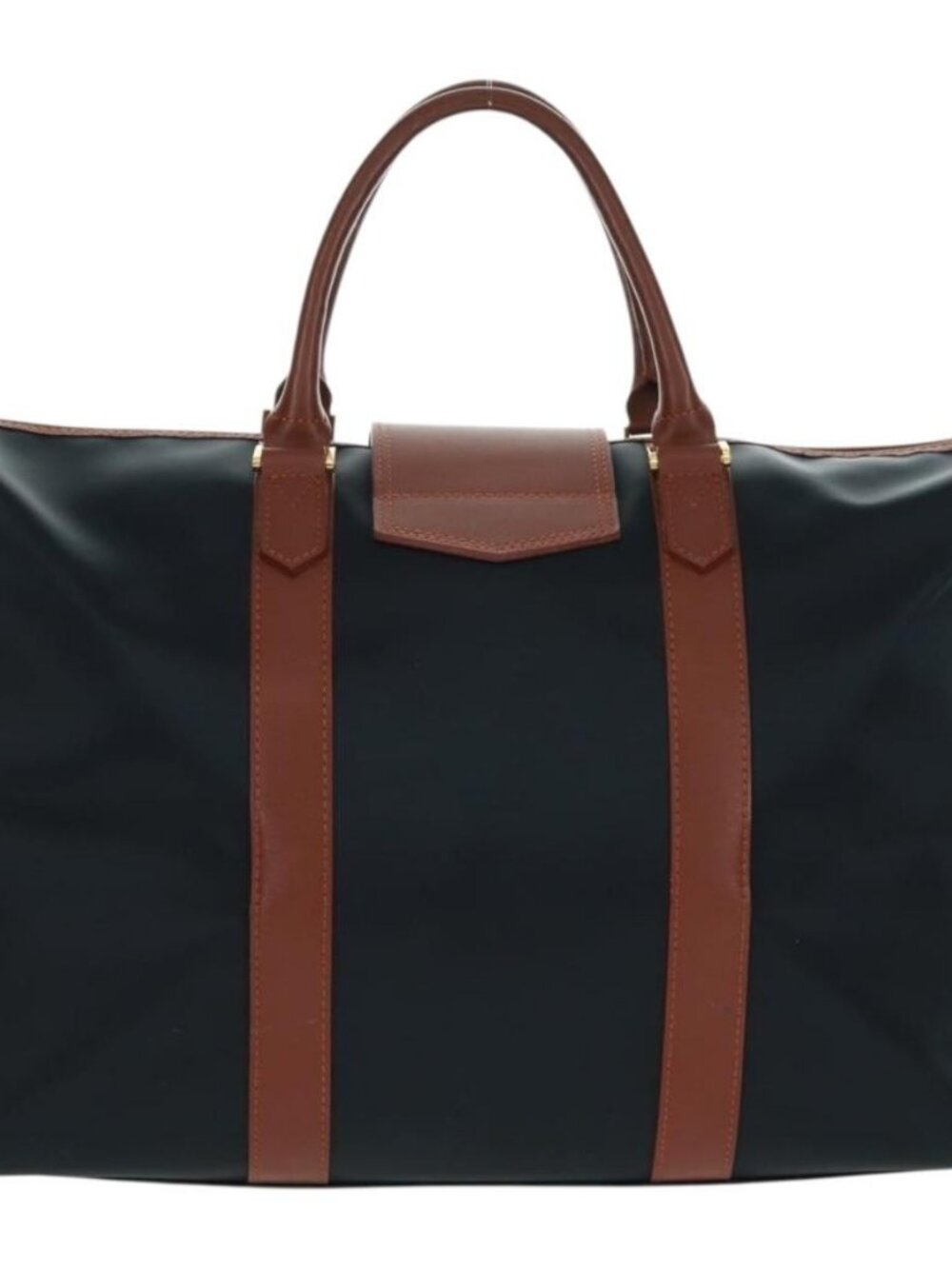 SAINT LAURENT Boston Bag Nylon Leather Navy Gold Auth bs31763 - Picture 2 of 16